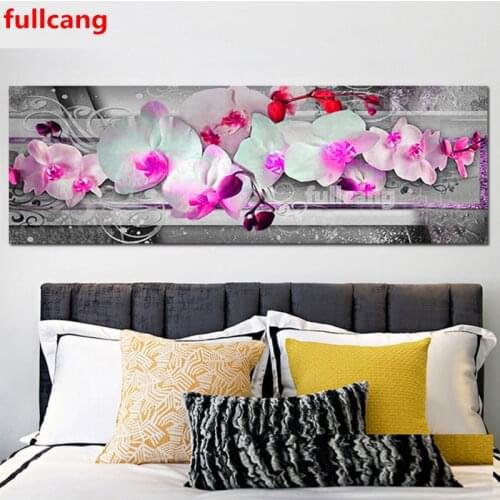 Diamond Painting Cross Stitch Pink White orchid 5D Diamond Embroidery Mosaic Flowers full square round drill large Size JX2256