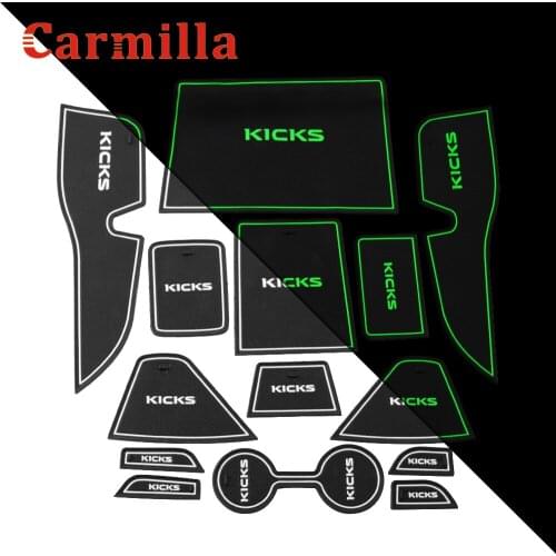 Carmilla Silicone Car Door Groove Mat for Nissan Kicks 2017 2018 2019 2020 2021 LHD Doors Cup Pads Accessories