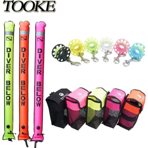 Scuba Diving Reel Bolt Snap Spool & Signal SMB Safety Marker Buoy Mesh Gear Bag Equipment Holder Carry Pouch