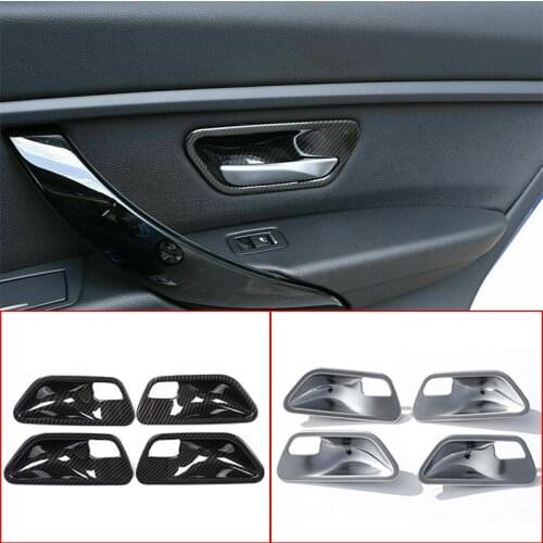 For BMW 3 4 Series F30 F31 F32 F35 2013-2019 Carbon Fiber Car Interior Door Handle Bowl Frame Covers Trim Sticker Accessories