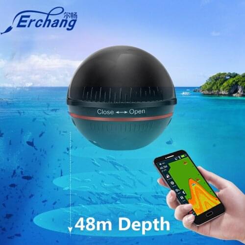 Erchang XA02 Portable Fish Finder In Russian Wireless Echo Sounder Fishfinder 48M/160ft Depth Sonar With Attracting Fish lamp