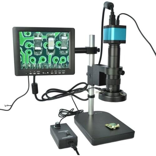 Full Set 14MP Industrial Microscope Camera HDMI USB Outputs Electron Microscope Kit with 8" HD LCD Monitor / 180X C-mount Lens