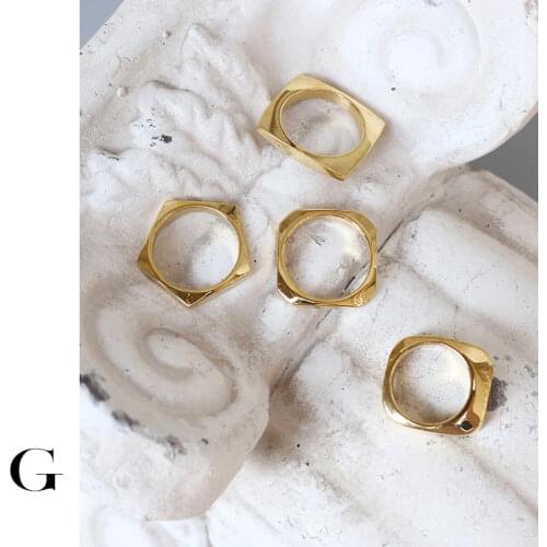 GHIDBK Minimalist Geometric Pentagon Stainless Steel Rings Street Style Simple Square Rings Street Style Ring for Sister Jewelry