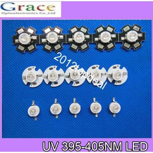 HOT 10PCS 3W UV/Ultra Violet High Power LED Emitter 395-400NM with 20mm Star Platine Heatsink #F