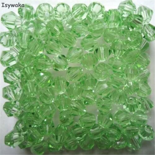 Isywaka Sale Light Green 100pcs 4mm Bicone Austria Crystal Beads charm Glass Beads Loose Spacer Bead for DIY Jewelry Making