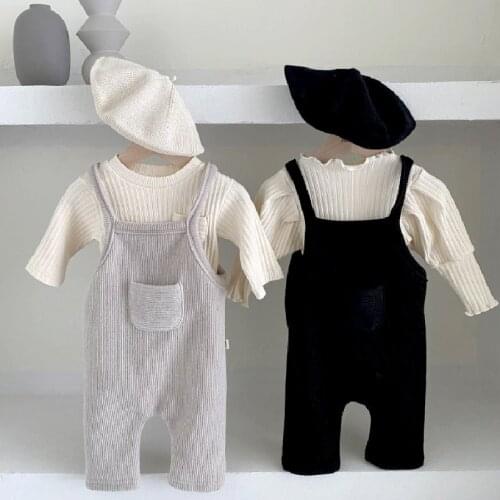 Newborn Romper Knitted Baby Clothes Sling Overalls Toddler Jumpsuit Pocket Cotton Infant Girls Boys Playsuit Knitwear Autumn