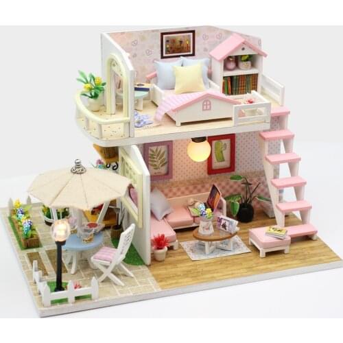 New Furniture Diy Doll House Wooden Miniature Doll Houses Furniture Kits Box Puzzle Assemble Dollhouse Toys For Children Gifts