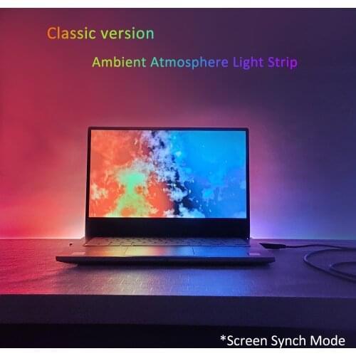 Sync LED Tape RGB PC Ambient Strip Light Music Rhythm WS2812b Programmable Desktop Screen Backlight Keyboard Linkage USB Strip