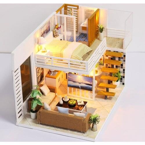 LIANYUN DIY Dollhouse Wooden DollHouses Miniature Doll House Toys for Children Birthday Gift