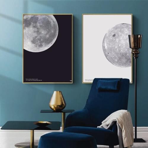 Moon Planet Nordic Poster Pictures Black And White Canvas Painting Indie Kid Aesthetic Room Abstract Wall Art Home Decorations