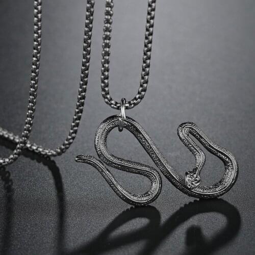 Snake Pendant Animal Necklace for Men Stainless steel Chain amulet Necklace Punk Snakes Suspension Pendant Men Jewelry