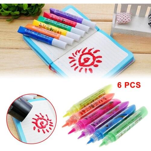 6pcs/Lot 3D Popcorn Pen set DIY Creative Stationery Magic Pop Up Pen Scrapbooking Album Decorative Painting Tool 3