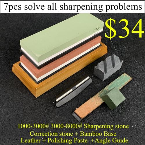 3000/1000 Grit Double-sided Sharpening Stone Set WhiteCorundum Professional Whetstone RepairTools With Base Polishing Leather