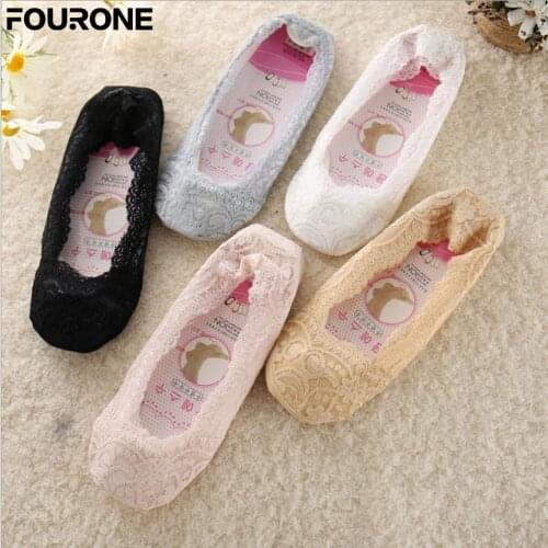 1 Pair Women Girls Socks Summer Lace Non-slip Invisible Short Sock 2020 New Fashion No Show Low Cut Socks