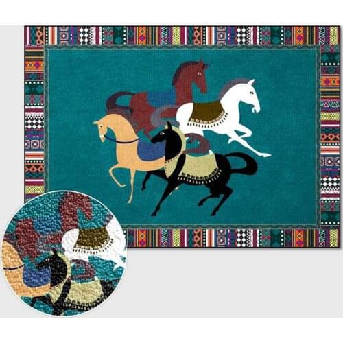 Latest Fashion Modern Carpet European Style Retro Dream Horse Carpets for Living Room Bedroom Area Rug Kitchen Fixture Floor Mat