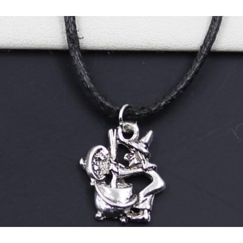 New Durable Black Faux Leather Witch Refining Drugs Pendant Cord Choker DIY Necklace Retro Boho Tibetan Silver Color