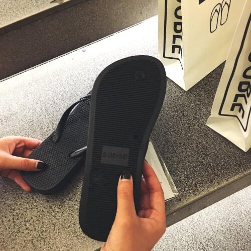 Solid Color Flip Flops Female Soft Black Slippers Women Summer Seaside Indoor Home Office White 39 Shoes PVC Fashion ew Popular