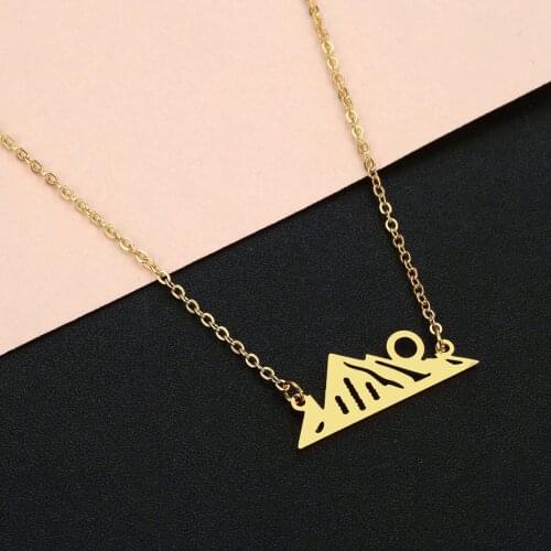 Cxwind Stainless Steel Mountain Necklace for Women Man Charm Mountain Hill Choker Pendant Necklace Engagement Statement Jewelry