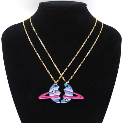 2 Pcs Women Stylish Alloy Planet Shape Necklace Combination Necklace Statement Necklace Jewelry Accessory Gift