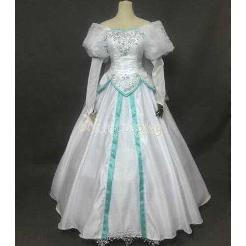 Mermaid Princess Dress white Wedding Dress Costume Halloween Carnival Cosplay Costume princess white gown
