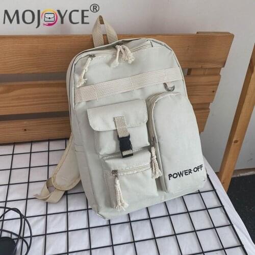 Portable Canvas Backpack Solid Color College School Bag for Teenager Girl Casual Outdoor Camping Travel Bags