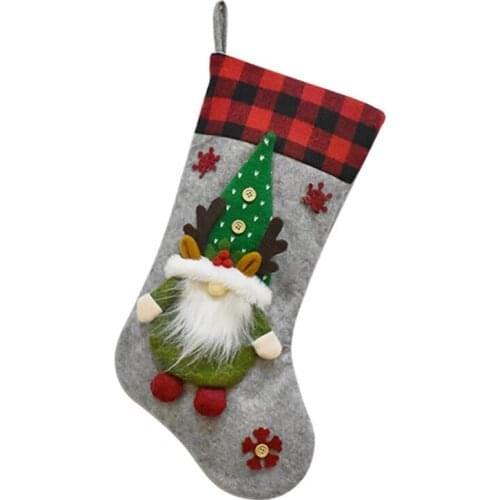 M17D Christmas Stocking 19" 3D Gnome Xmas Stockings for Fireplace Hanging Decorations