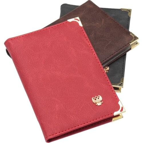 Black Russian Retro Style Auto Driver License Bag PU Leather Cover for Car Driving Documents Card Credit Holder