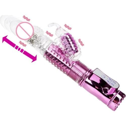 Vibrators for Women Sex Toys Butterfly Vibrator Dildo Dual Vibration Wand Telescopic Rotating Bead Rods USB Rechargeable