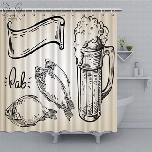 Vintage Beer Bathroom Curtain Waterproof Polyester Fabric bath Shower Curtain Home Decor Shower Accessories
