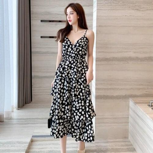 Women Dresses Summer 2020 Women Maxi Dress Floral Sleeveless V-neck Sling Dress Evening Party Dresses