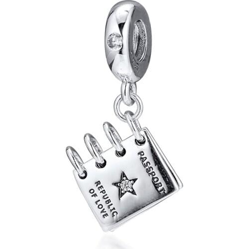 Love Passport Dangle Charm Fits Original Charms 925 Silver Bracelets For Woman DIY Sterling Silver Beads For Jewelry Making