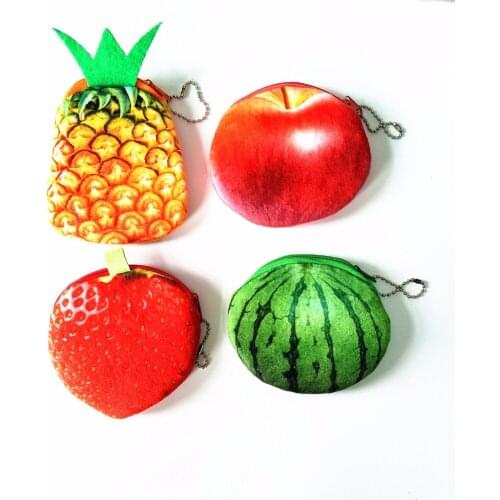 M117 Fruit Design Women Purse Cute Cartoon Fruit Family HD Simulation Printing Coin Purse Wallet Card Bag