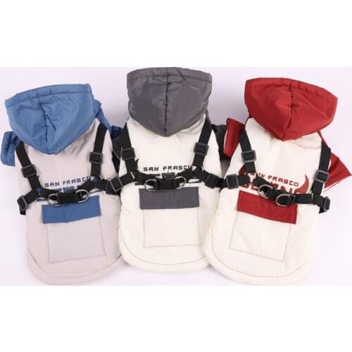 Winter Pet Dog Clothes With Harness Warm Pet Dog Jacket for Chihuahua French Bulldog Pet Padded Dog Coat Pet Puppy Apparel
