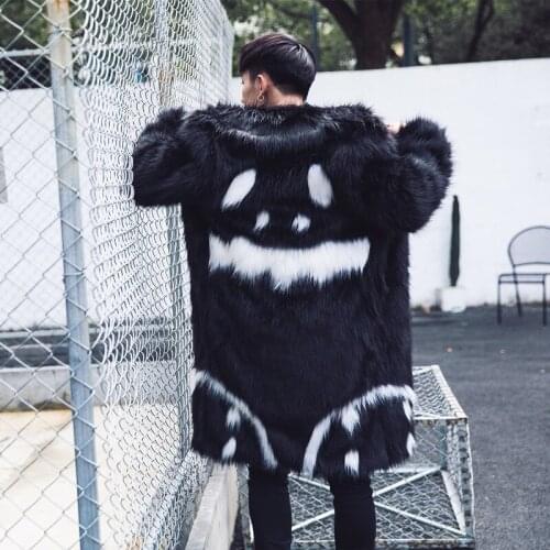 Winter Faux Fur Outwear Long Jackets Men Casual Parka Jacket Fur Turn-down Collar Overcoat Fur Men Long Coat New Men Fur Coat