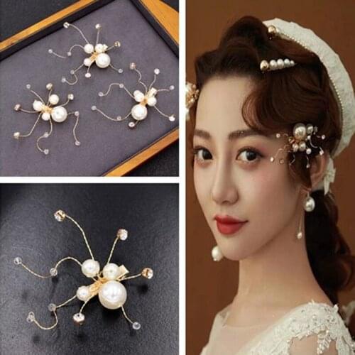 Gold Pearl Hair Clip Custom Rhinestone Hair Clips for Women Wedding Hair Clip Crystal Comb Bride Girls Hair Clips Bridal Fashion