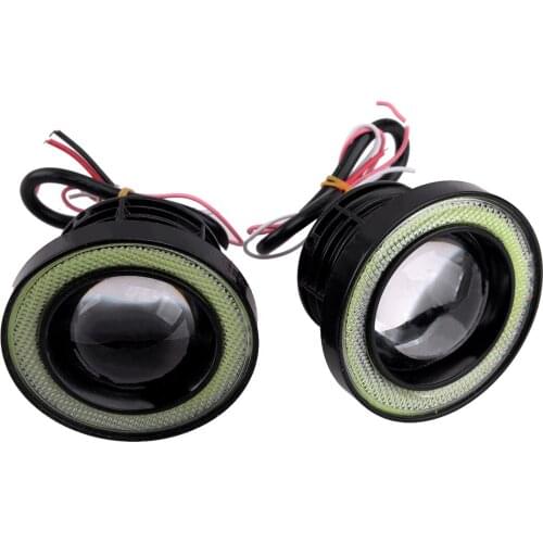 1 Pair 3" Universal Car Driving Lamp Fog Light Projector with COB LED Angel Eye Halo Ring 30W 1200LM Accessories