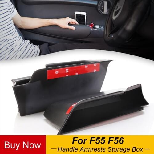 2PCS/set Car Inner Side Front Door Handle Armrests Storage Box ABS Tray Holder For Mini Cooper F55 F56 Car Styling Accessories