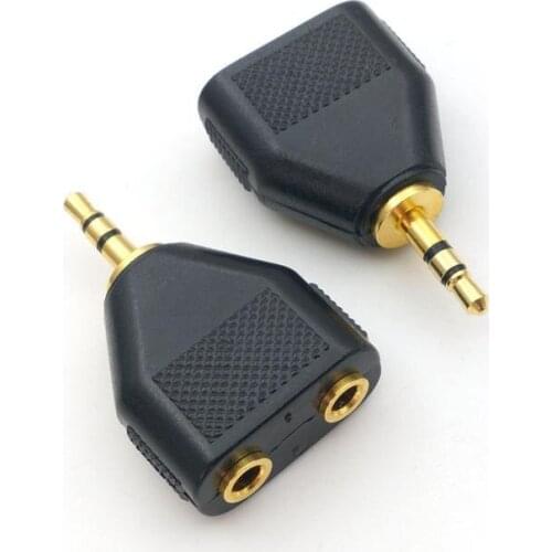 2PCS copper Gold Stereo 3.5mm 1 Male to 2 Female Jack Audio Y Splitter Headphone Adapter