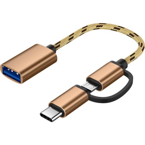 2 In 1 USB 3.0 Adapter Cable Type-C Micro USB To USB 3.0 Interface Charging Cable Line For Cellphone Converter For Cellphone