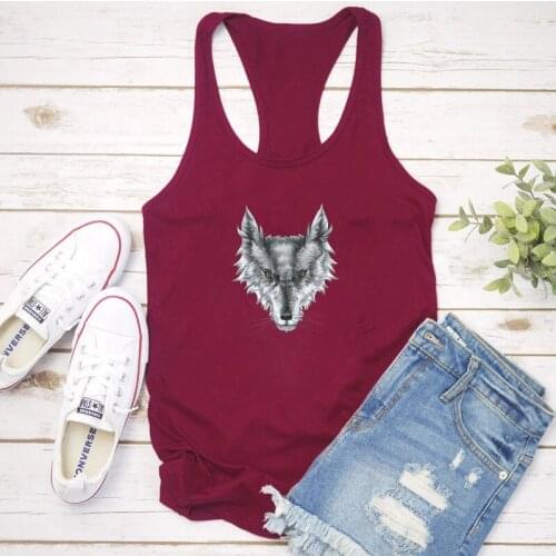 2021 Fashion Wolf Totem Printing Tank Top Women Sleeveless Summer Vest Aesthetic Femme Tank Tops Plus Size Ropa Mujer yk2