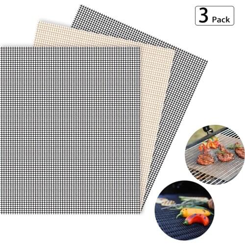 3pcs BBQ Grill Mat Meshes No-Stick Reusable Easy Cleaned Heat Corrosion Resistance Waterproof 30x40cm Barbecue Tool Accessories