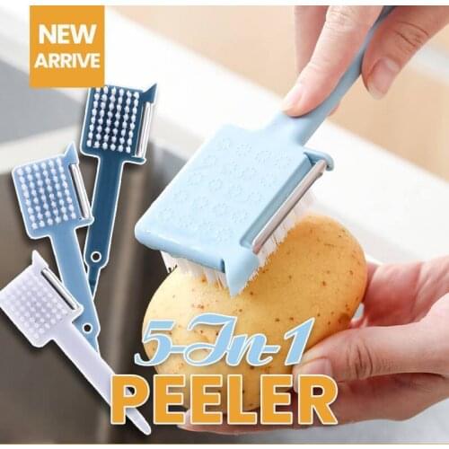 5-in-1 Peeler Plastic Vegetable Grater Fruit Peeler Kitchen Brush Potato Slicer Peeling Tools Bottle Opener Kitchen Accessories