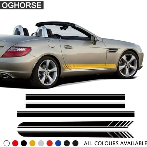 Car AMG Styling Door Side Skirt Hood Stripes Decal for Mercedes Benz SLK SLC Class R170 R171 R172 AMG SLK200 250 55 Accessories