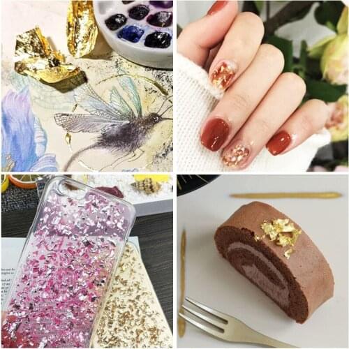 Shiny Gold Foil Jewelry Flakes Sequins GlitterGold Leaf Decorative Paper For Gilding DIY Resin Art Craft Nail Making Supply