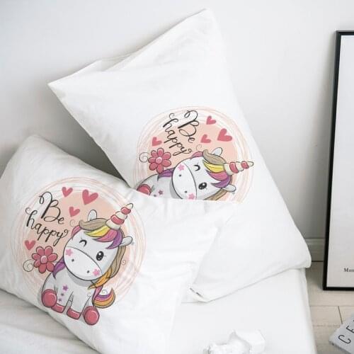 Custom Pillow Case Pillowcase 50x70 50x75 50x80 70x70 Decorative Pillow Cover cute White unicorn Cartoon Bedding Kids Baby Child