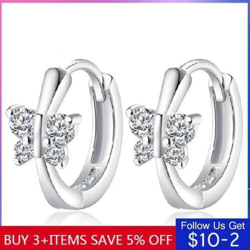 CodeMonkey 100% Real 925 Sterling Silver Butterfly Hoop Earring Gold & Silver Color Earring For Women Gift CME0046