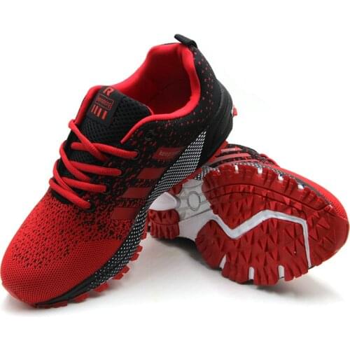 Cheap Men Sports Sneakers Shoes 2019 Breathable Mens Running Shoes Red Lightweight Sneakers Woman Comfortable Athletic Footwear