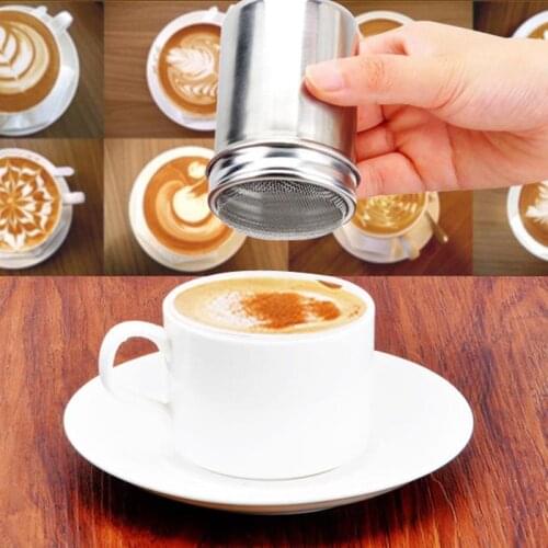 Eco-friendly Coffee Stainless Chocolate Shaker Cocoa Flour Icing Sugar Powder Sifter Lid Shaker Kitchen Tools Free Shipping
