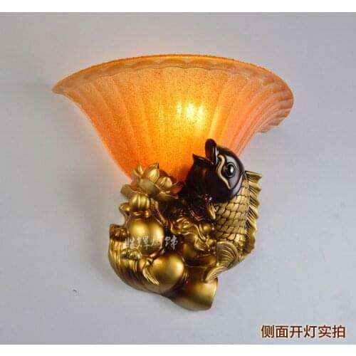 European wall lamp, retro personality fish resin wall lamp