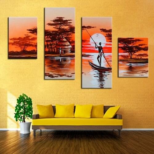 Modern African Life Oil Paintings African Landscape Canvas Painting Hand Painted Wall Art Picture On Canvas for Bedroom Decor